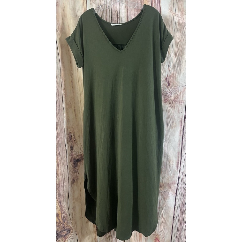 Entro T-shirt Green Maxi Dress with Pockets Size Medium